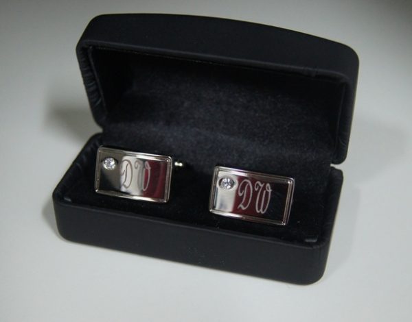 Silver Diamonte Cufflink Set