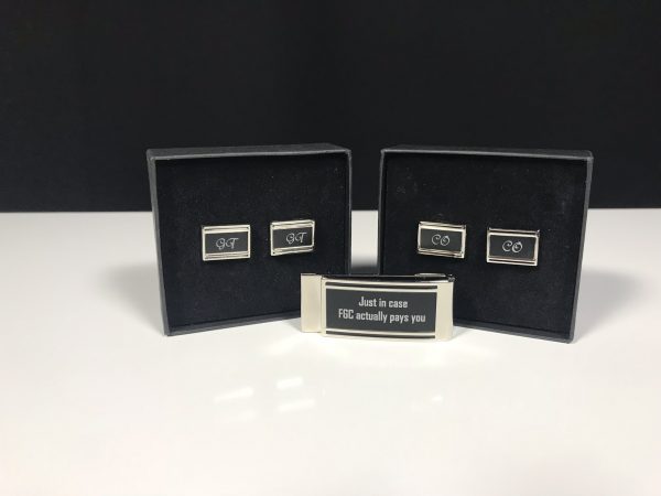 Silver With Black Fill Money Cufflink & Money Clip Set