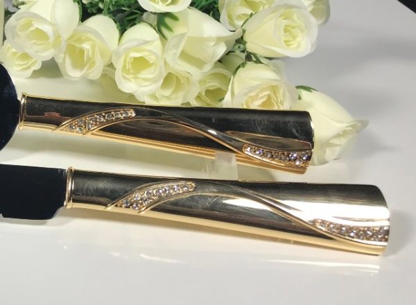 Gold Diamante Wave  Cake Knife Set