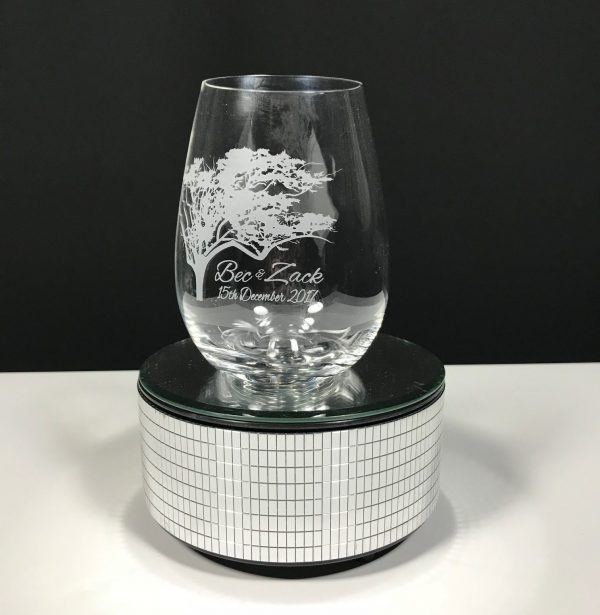 Stemless Wine Glass Etched