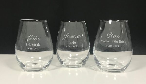 Stemless Wine Glass Etched