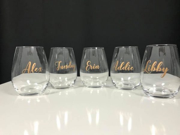 Stemless Wine Glass Etched